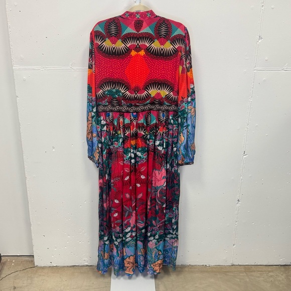 NWT $228 Anthropologie x Bhanuni by Jyoti BohoPatterned Maxi Dress Slits Size 14 - Picture 3 of 15